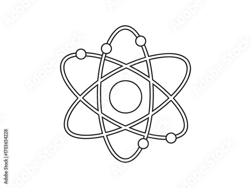 Stylized atomic structure diagram with orbiting electrons