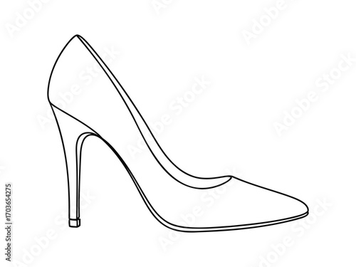 Elegant high heel shoe outline drawing for fashion and style