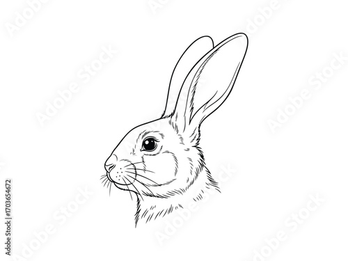 Detailed sketch of a rabbit s head with long ears