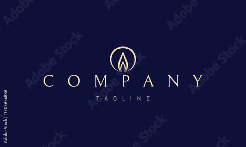 A vector golden logo featuring an abstract image a candle flame rising upward, symbolizing light, warmth, spirit, and inspiration.