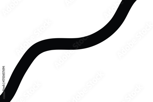 Curved calligraphic line strip, vector, ribbon like road