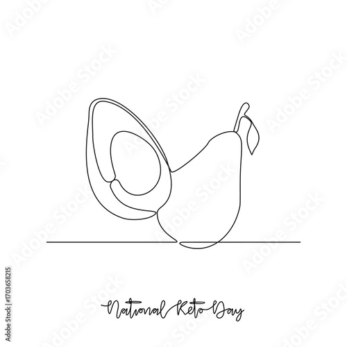 One continuous line drawing of National Keto Day vector illustration. National Keto Day themes design concept in simple linear continuous line. Great design for health campaign and business purpose.