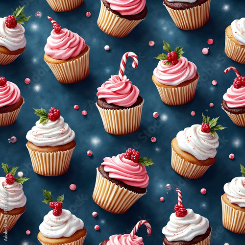 Wallpaper Mural A festive array of cupcakes with pink and white frosting design Torontodigital.ca