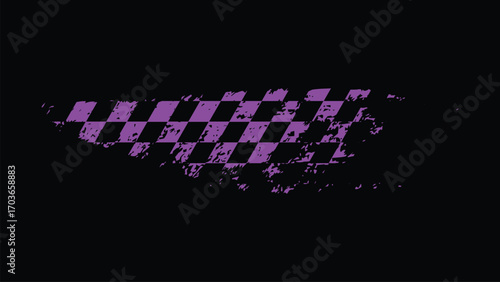 Distressed Purple Checkered Racing Flag.