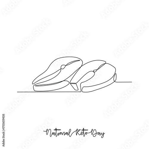 One continuous line drawing of National Keto Day vector illustration. National Keto Day themes design concept in simple linear continuous line. Great design for health campaign and business purpose.