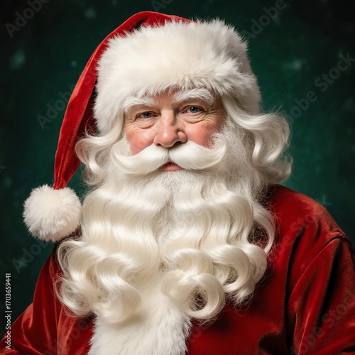 Santa Claus, with his iconic red suit and fluffy white beard, brings holiday cheer. His warm smile embodies the spirit of Christmas and New Year celebrations Generative AI