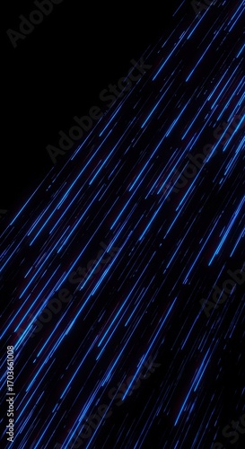 A black background with blue diagonal glowing lines resembling falling light trails