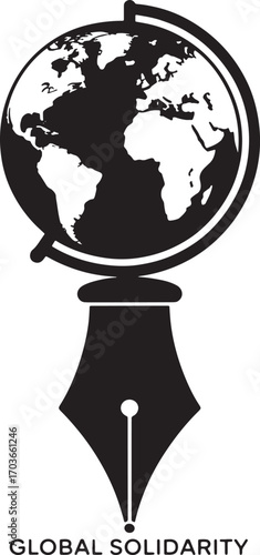 Global Solidarity Concept with Globe and Pen Symbolizing Unity and Worldwide Cooperation Art