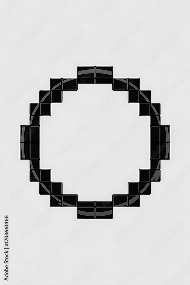 Fototapeta premium Black pixelated circle, abstract design. 