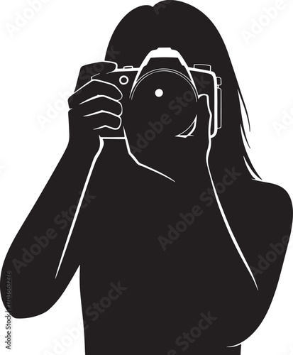Photographer Silhouette Vector Illustration Capturing Moments with a Camera Lens