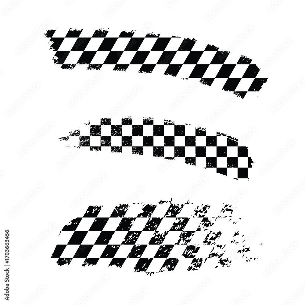 Naklejka premium Distressed Checkered Flag Brush Strokes.