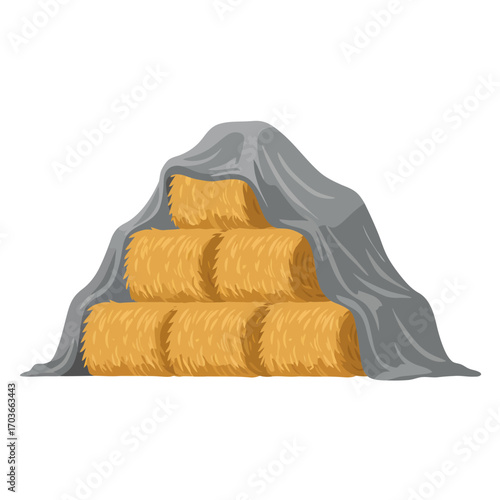 Hay Bales Covered with Tarpaulin Farm Agriculture Rural Scene