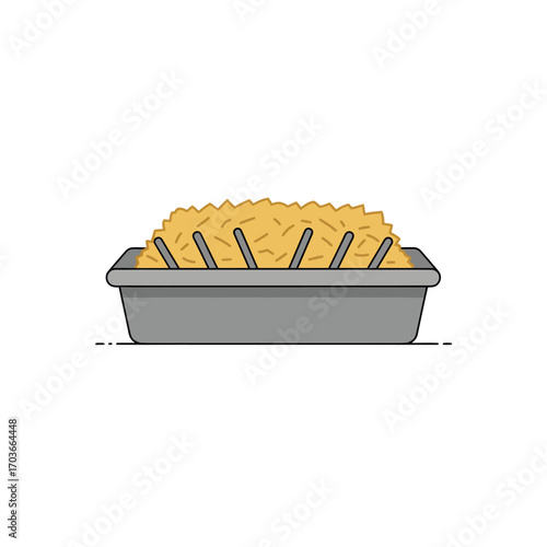 Hay in a Trough Farm Animal Feed Illustration
