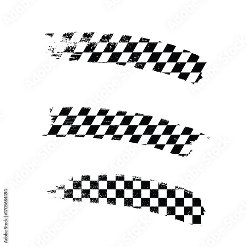 Distressed Checkered Flag Brush Strokes.