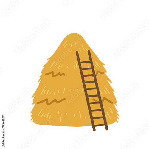 Haystack with Ladder Farm Agriculture Rustic Illustration