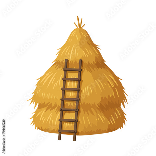 Haystack with Ladder Farm Agriculture Rustic Illustration