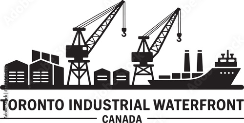 Toronto Industrial Waterfront Vector Illustration A Detailed Skyline of a Busy Harbor in Canada