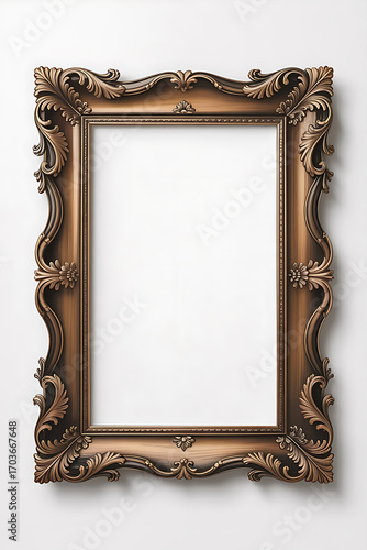 Ornate bronze frame, empty canvas inside.
