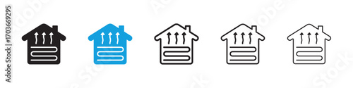 Underfloor heating Icon collection for web design