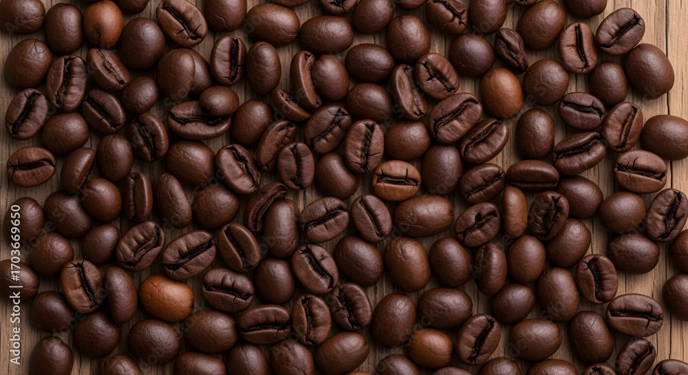 Obraz premium Aromatic delight: close up of roasted coffee beans for gourmet beverage enthusiasts