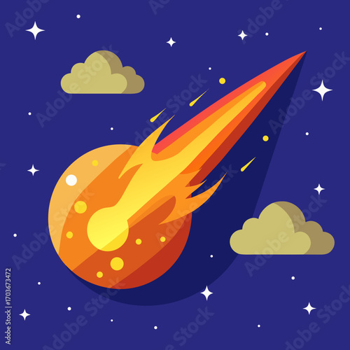 Rocket launching in space at night with stars and moon background