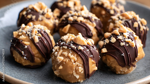 Homemade Peanut Butter Chocolate Truffles with Nut Topping