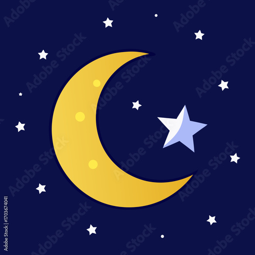 A celestial photograph captures the ethereal beauty of a glowing crescent moon and an endless expanse of twinkling stars in the night sky