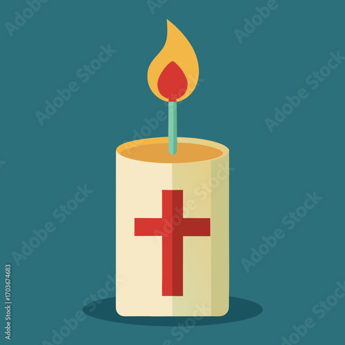 Candle of Faith: A simple yet striking illustration of a candle, a universal symbol of faith, hope, and remembrance, set against a calm, muted backdrop.