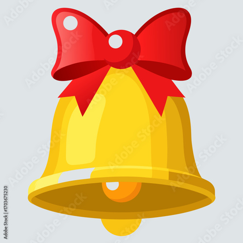 Festive Bell: A gleaming golden bell adorned with a vibrant red bow, capturing the spirit of celebration and joy.