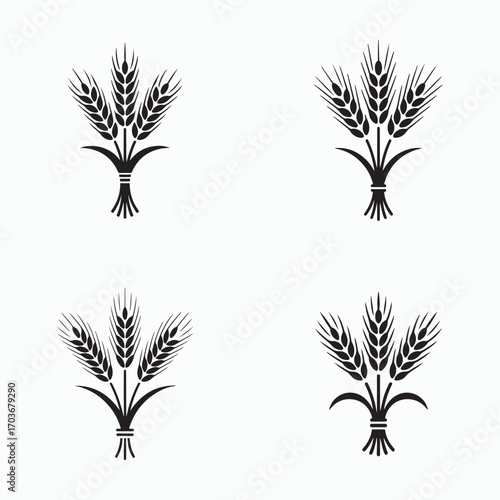 Wheat stalk bundle solid icon design