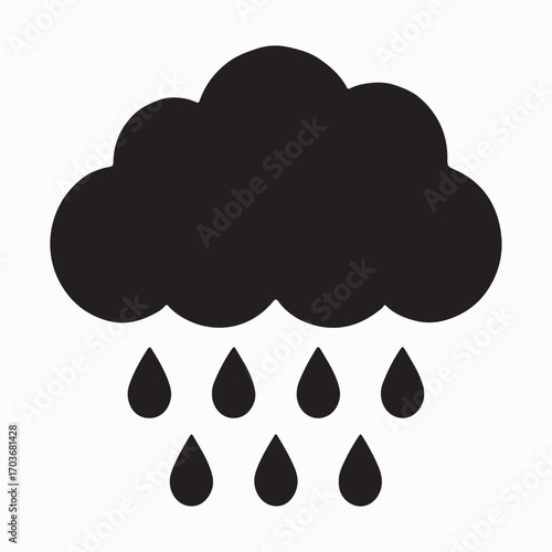 Bold rain cloud flat solid icon