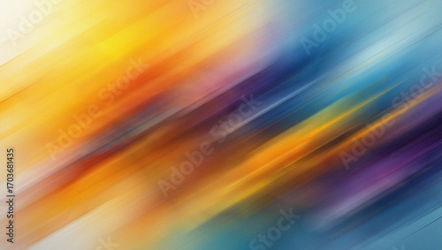 Diagonal Streaks of Yellow Orange Blue and Purple Abstract Background Keywords: abstract, background, diagonal, streaks, motion, blur, color, gradient, light, energy, dynamic, movement, vibrant