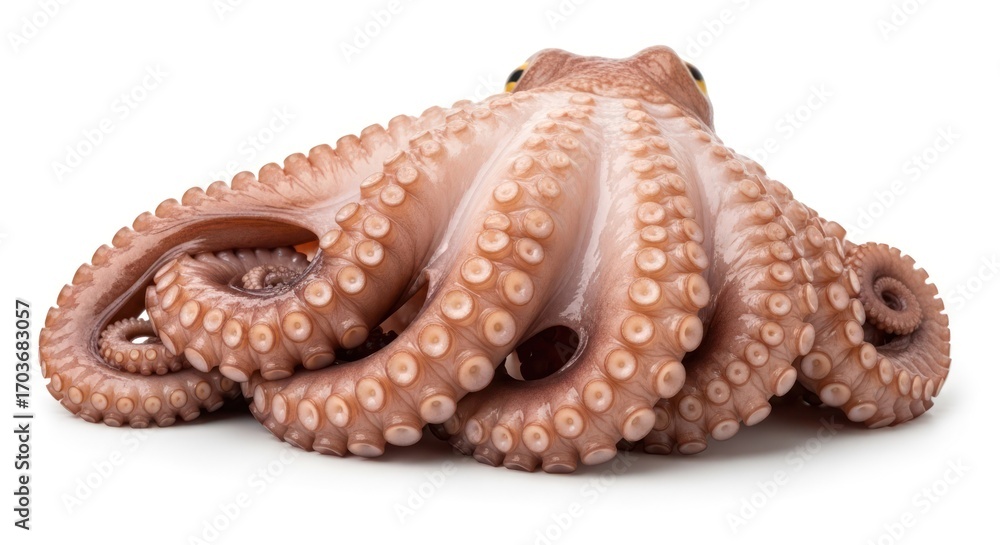 Obraz premium Isolated octopus with many tentacles on white background