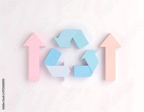 Free Download Three Dimensional Recycling Symbol With Upward Arrows In Pastel Colors Representing Sustainability - GFXLoad