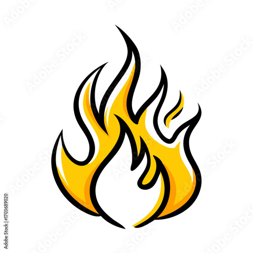 Stylized cartoon fire flames on a black background
