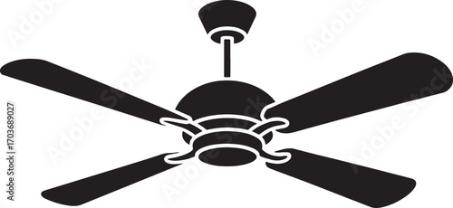 Ceiling Fan Silhouette Vector Illustration A Cooling Design Element for Interior Decor Projects