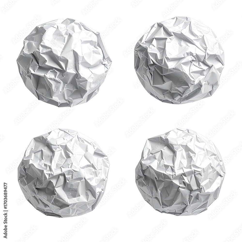 Fototapeta premium Four crumpled white paper balls, arranged in a grid