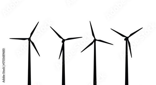 Renewable energy wind turbines silhouetted against bright sky generating clean power vector