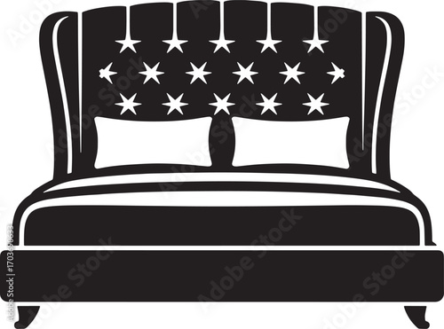 Elegant Bed Vector Illustration - Stylish Bedroom Furniture Design on a Transparent Background for Interior Decor