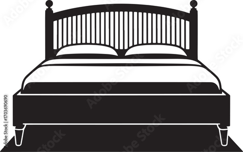 Elegant Bed Silhouette Vector Illustration for Interior Design Projects and Furniture Catalogs Artwork