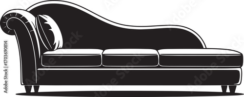 Elegant Chaise Lounge Silhouette Vector for Luxury Interior Design and Relaxation Concepts