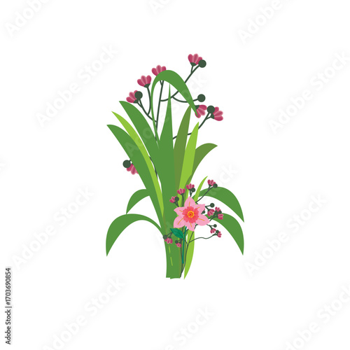 Green grass illustration with fresh blades in cartoon style. Perfect for nature design, lawn decoration, garden elements, eco concept, landscape vector, and outdoor scene artwork.