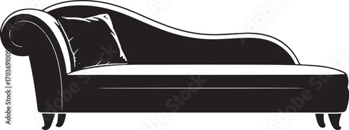Elegant Chaise Lounge Silhouette Vector Graphic for Interior Design and Relaxation Areas