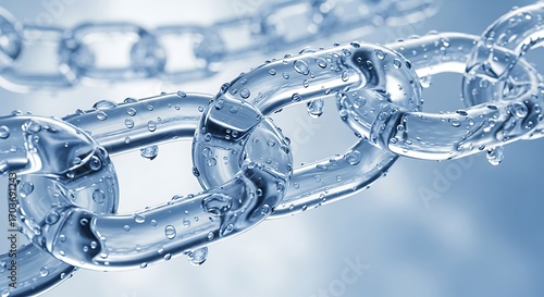 Water chain with ice effect in close-up view
