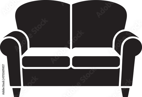 Elegant Seating A Stylish Black Sofa Vector Illustration for Sophisticated Living Spaces