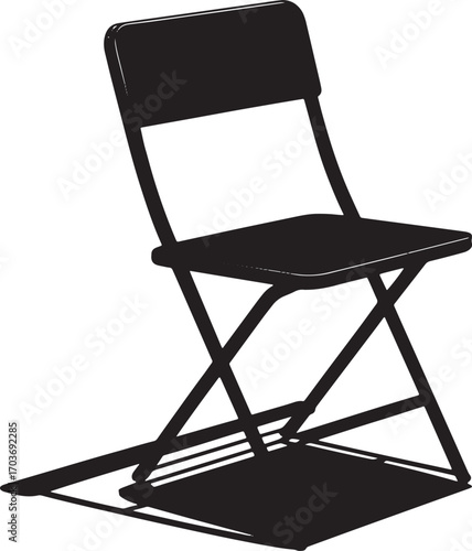 Folding Chair Silhouette on Transparent Background for Event and Temporary Seating Designs