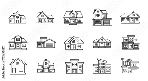 Collection of architectural house designs simple hand drawn sketches architectural concepts for real estate vector
