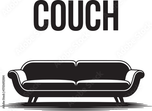 Modern Couch Silhouette Vector Illustration for Living Room Design and Furniture Layouts