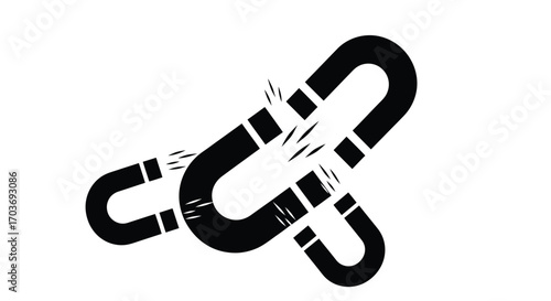 Broken chain link symbol representing failure disconnection loss of connection and weakness vector