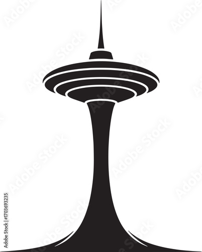 Modern Tower Silhouette Vector Illustration for Telecommunications and Urban Landscape Designs